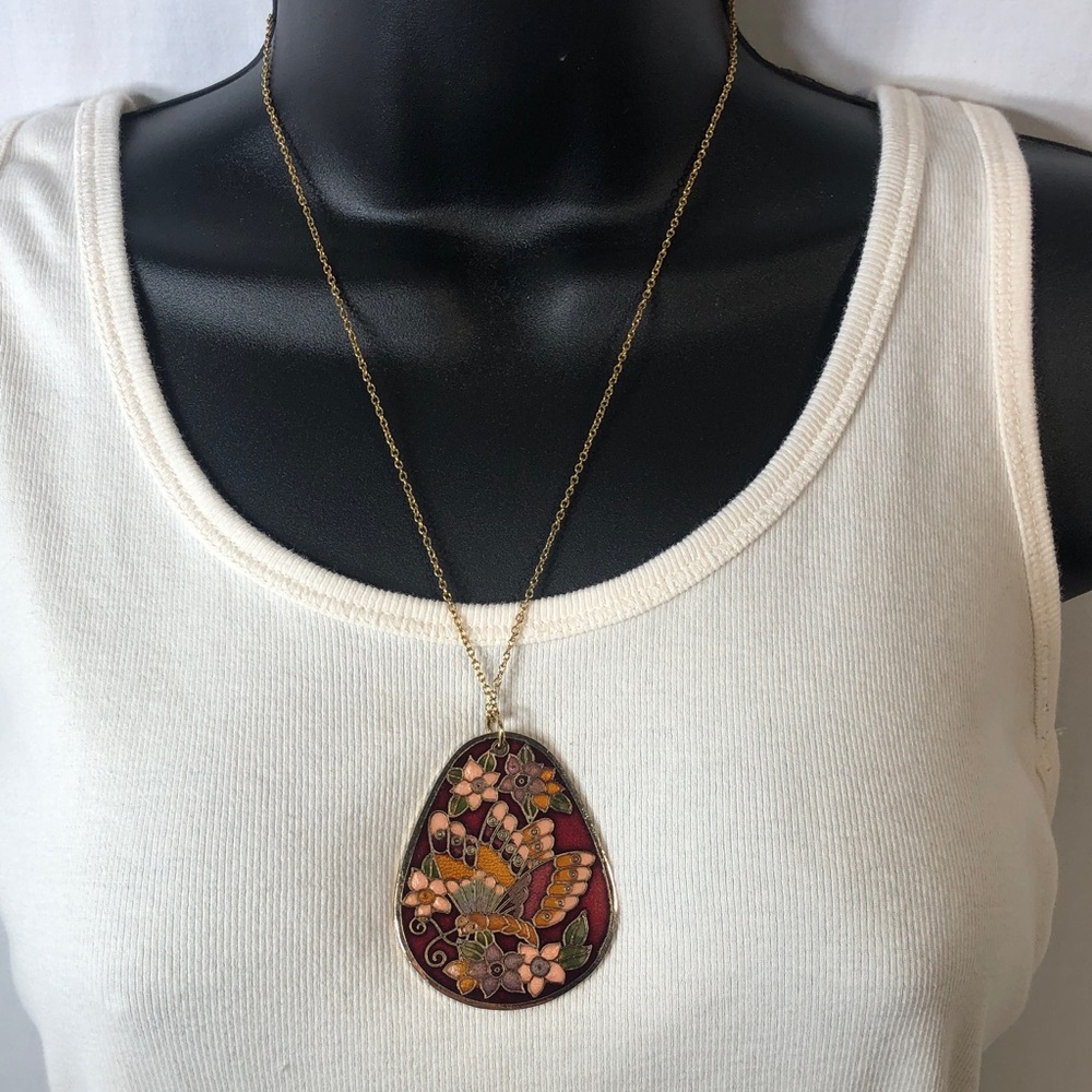 Vintage Double-Sided Large Pendant With Gold Chain Necklace - Women Jewelry - Picture 2 of 6
